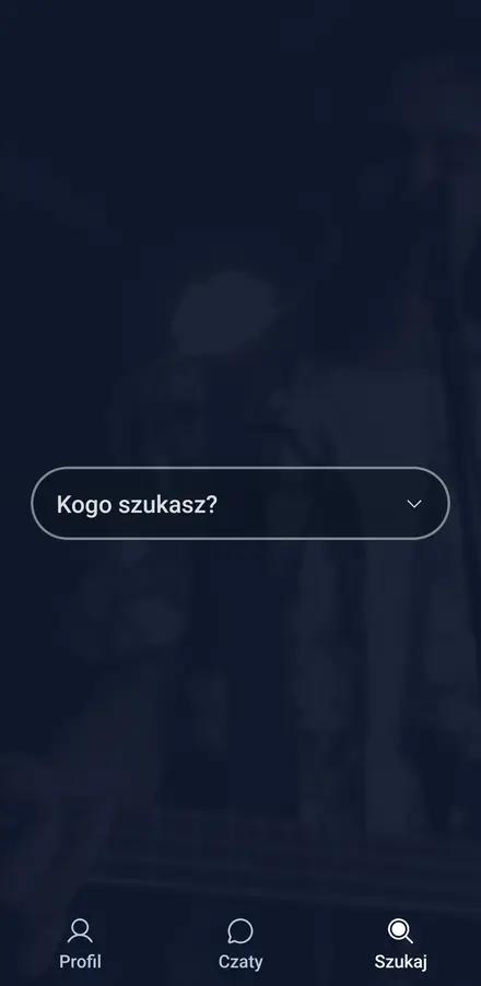 Ekran startowy wyszukiwarki — pytanie „Kogo szukasz?